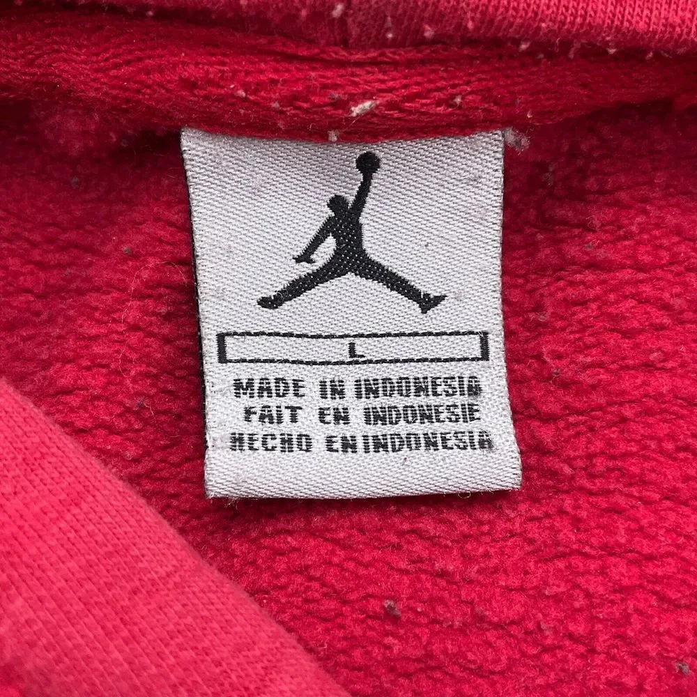 Jordan Hoodie Men‎ Large Red White Stitched Twill Stripe Pullover Basketball